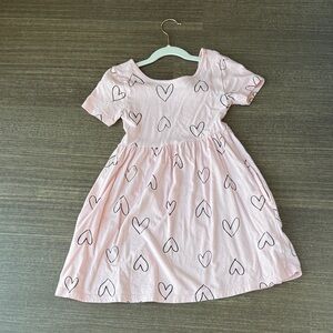 Pink Heart Pattern Kids Dress
